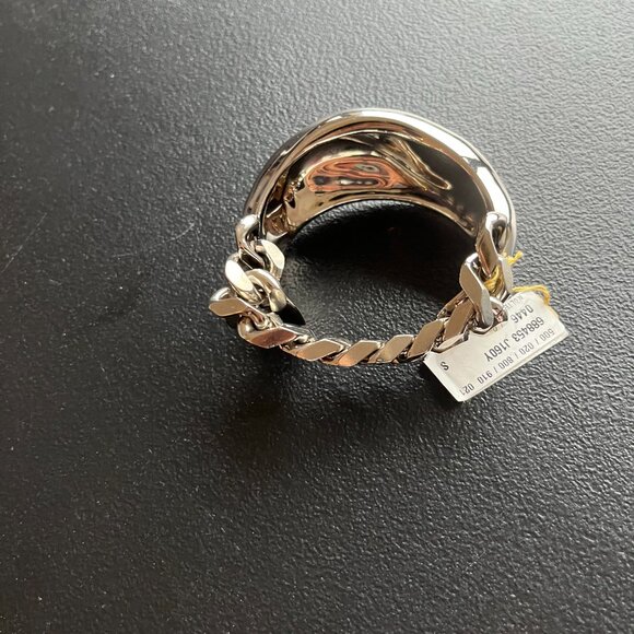 NWT Alexander McQueen Molten Chain Cuff Bracelet Silver Sz Small - Picture 9 of 16